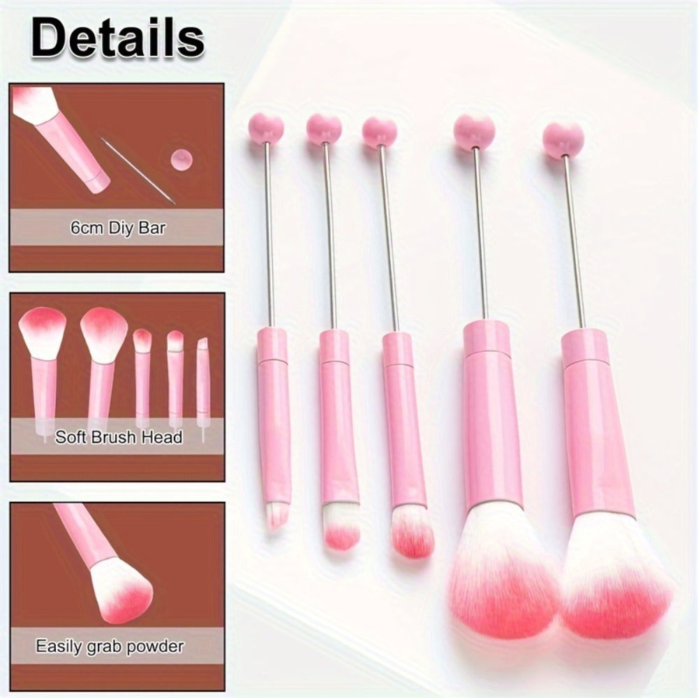 Beadable Makeup Brushes Set, Christmas Red & Green Holiday Cosmetic Brushes with Eyeshadow & Concealer Brushes, DIY Crafting Beauty Tools, Christmas, Birthday, Wedding & Best Friend Gifts
