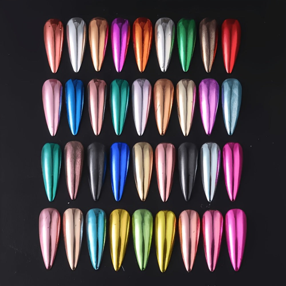 Nail Powder Set 36 Colors Chrome Holographic Glitter Nail Art Pigment Dust Kit for Gel Nails Acrylic Manicure Decoration