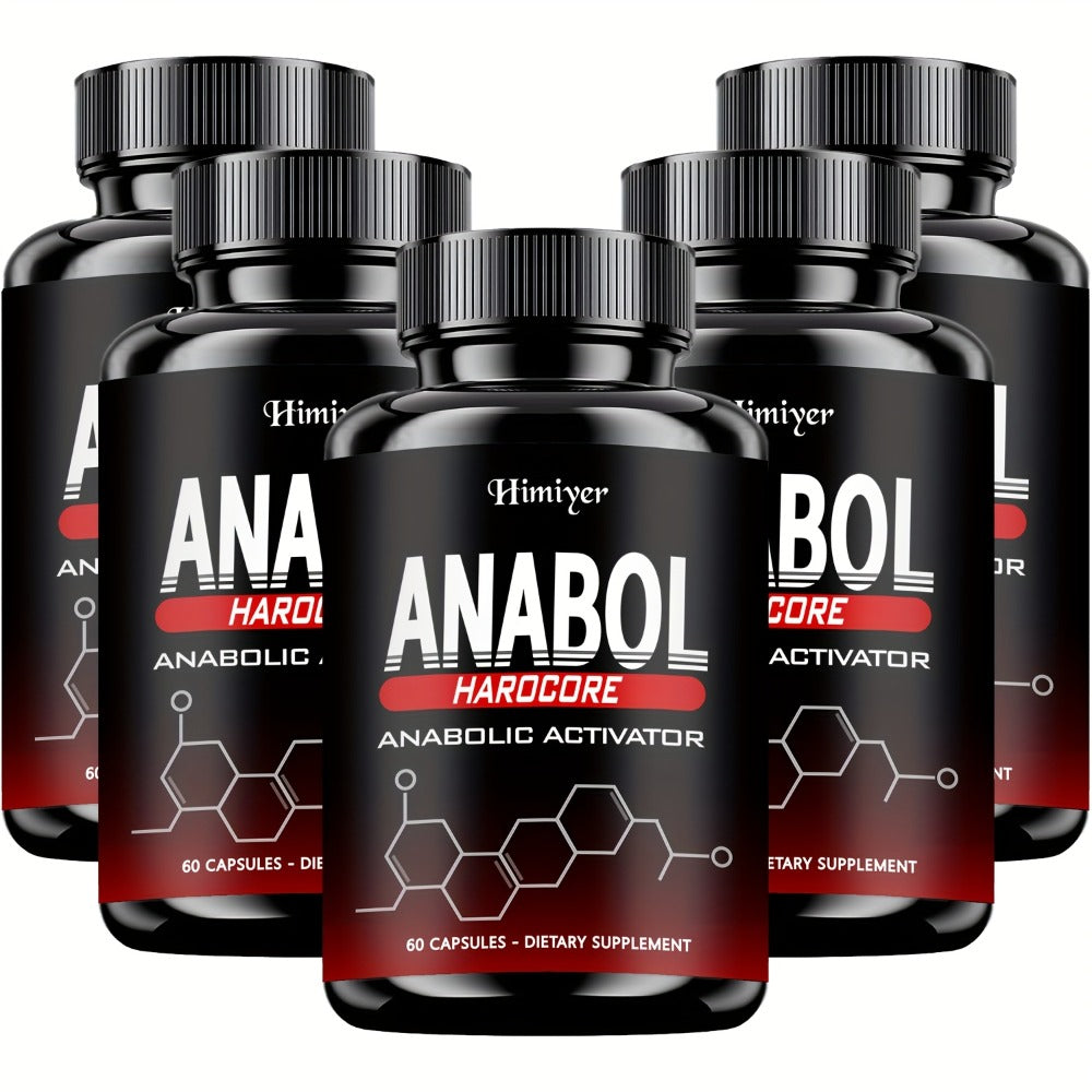 5 Packs ANABOL Capsules, Dietary Supplement for Men - Advanced, Strength, And Wellness Formula, 60 Capsules, 2-Year Shelf Life