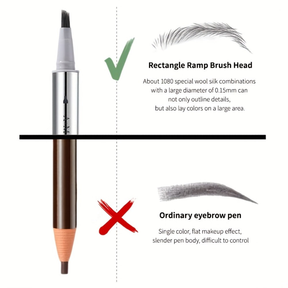 Fluffy Eyebrow Pen Quick-Dry Waterproof Long-Lasting - Natural Wild Brow Look Instant Shape Sweat & Fade Resistant Portable Brow Pen for Travel Festival Party