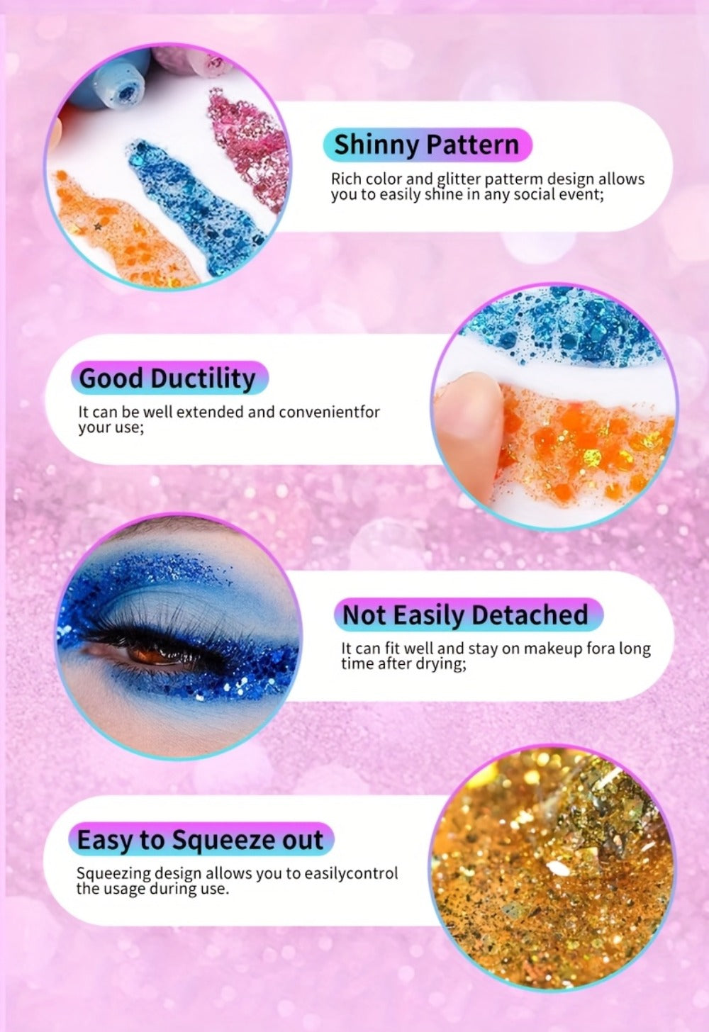 10 Color Set Face & Body Glitter - Cosmetic-Grade Holographic Glitter Gel - Makeup For Festivals, Raves, Anime Cosplay - Safe For Face, Easy Application & Removal