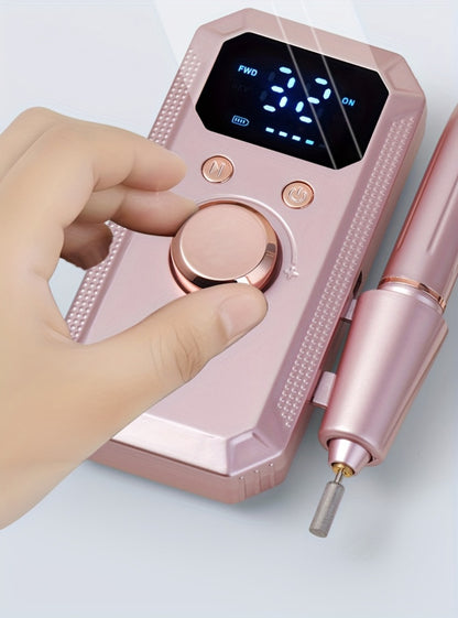 Electric Nail Drill Machine — Rechargeable Cordless Professional E-File for Acrylic Gel Natural Nails with 11 Bits & 20 Sanding Discs, High-Speed Portable Nail Polishing Tool for Salon & Home Use