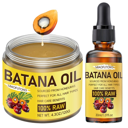 2pcs Batana Oil And Batana Essential Oil, Natural Honduran Hair Care Oil, Soft And Moisturizing Hair Care, Increase Hair Shine, Suitable for Dry And Damaged Hair, Make Hair Healthier, More Refreshed And Stronger