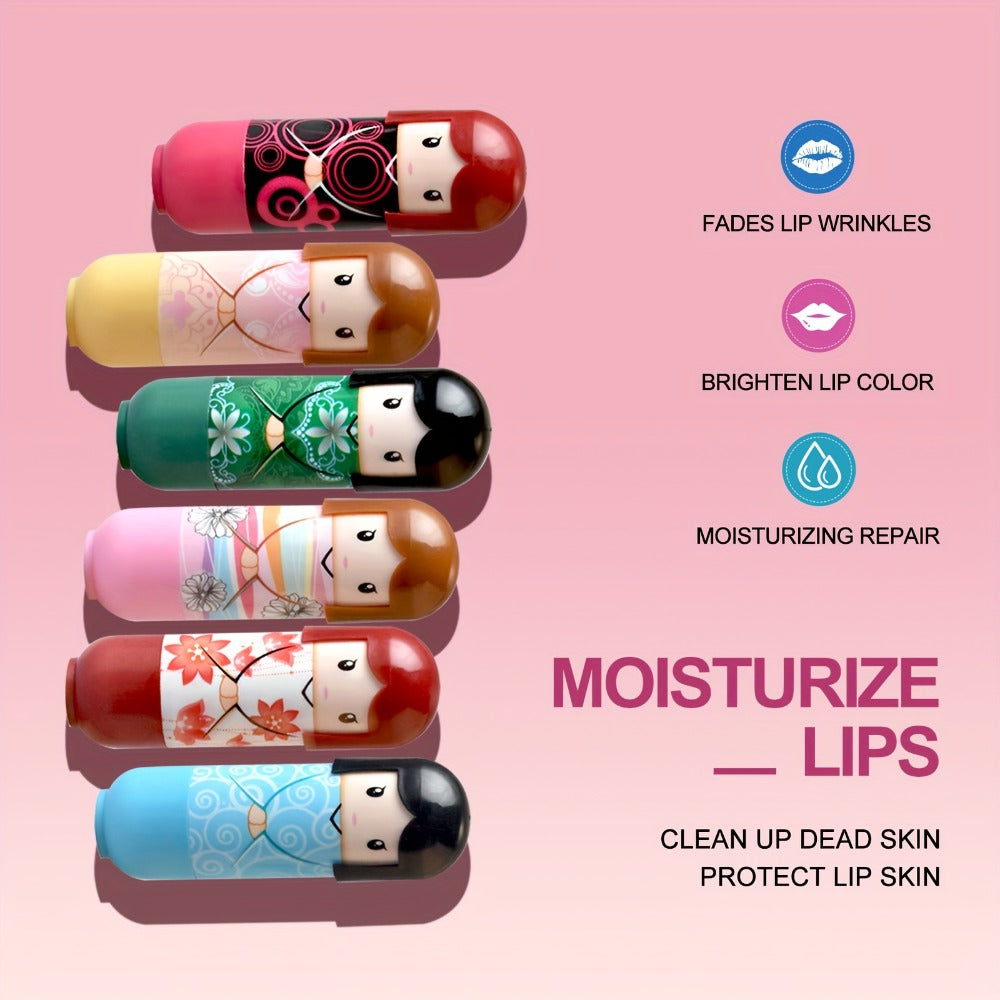 Set of 24 Lip Balms in a Charming Doll Design, Keeps Lips Safe, Provides Lasting Hydration, And Helps Avoid Dryness Each X 24