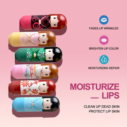Lip Balm Set 24 Pieces - Cute Doll Design Moisturizing Lip Balm, Long-Lasting Hydration for Dry Lips, Fun Gift for Girls, Kids & Lip Care Lovers