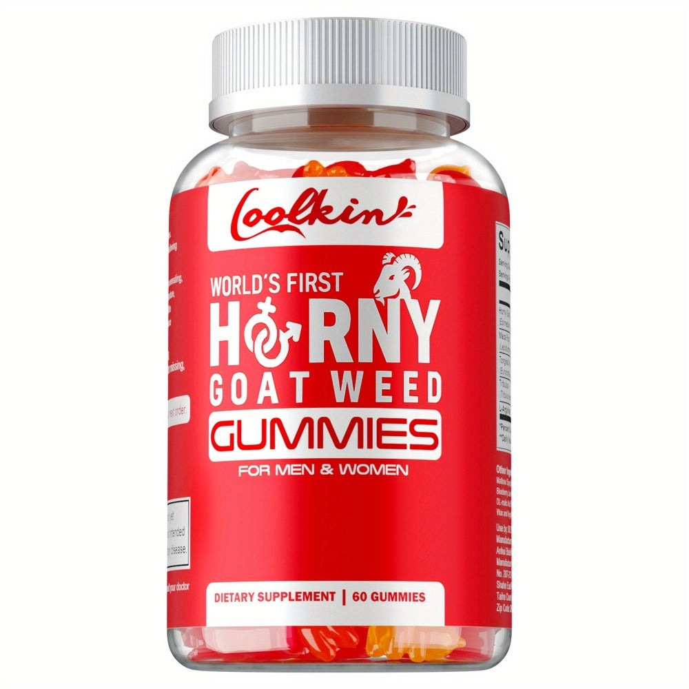 Horny Goat Weed Gummies - with Maca Root, Tongkat Ali Root, Tribulus, L-Arginine, Supports Men's Health - 60pcs
