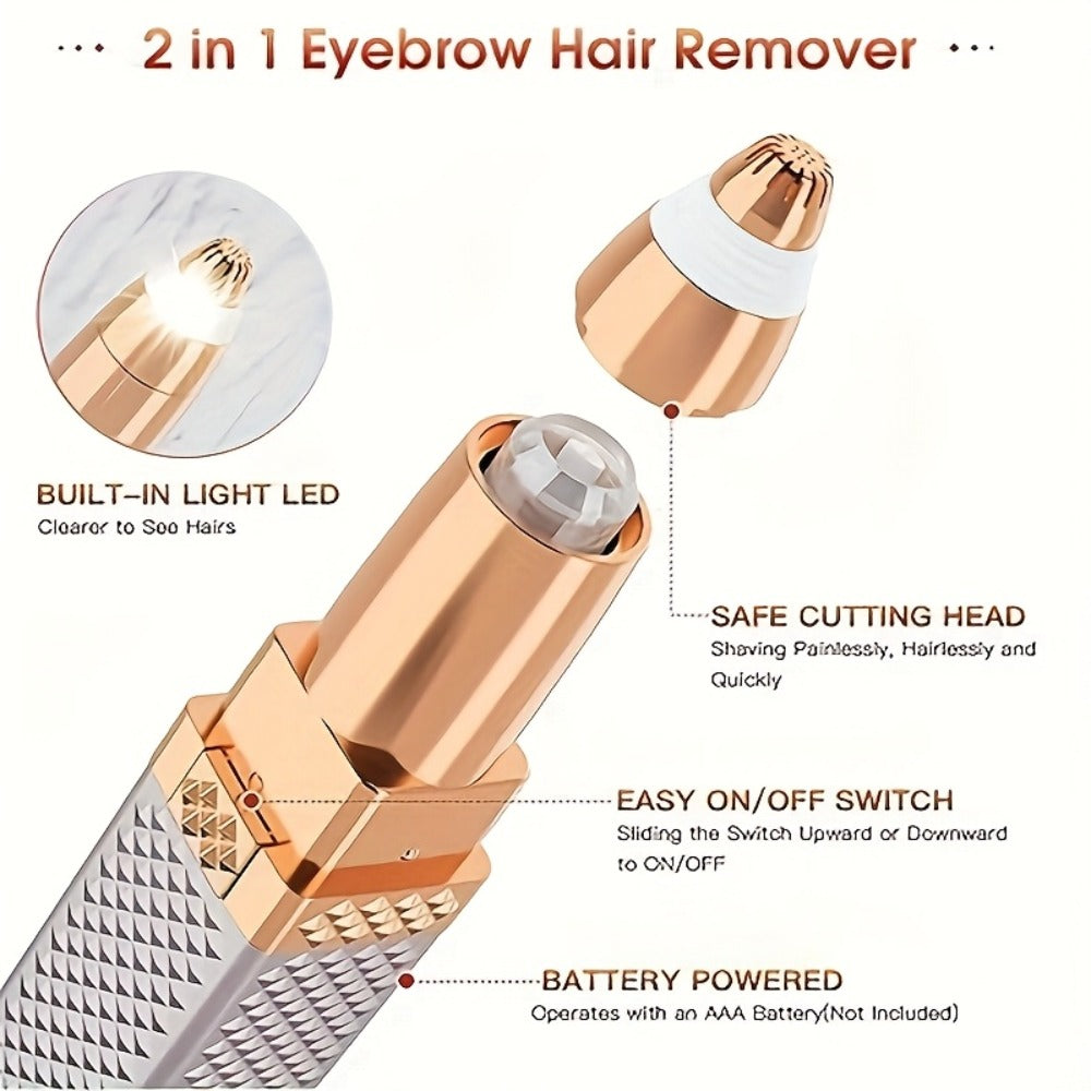 Facial Hair Trimmer for Women, 2 In1 Eyebrow Epilator Eyebrow Trimmer Body Hair Groomers Electric Hair Trimmer for Eye Brows Hair Trimmer Lip Hair Shaver Facial Hair Removal Device