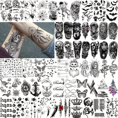 Temporary Tattoos Religious Christian 68 Sheets | God Jesus Christ Faith Prayer Peace Tribal Lion Eye Quotes | Bulk Fake Tattoo Stickers for Men Women Adults | Half Arm Sleeve Body Art Set