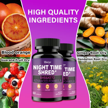 Night Time Fat Burner for Women — Shred Mask with Caffeine, Goji Berries & Dandelion Root | Supports Metabolism, Sleep & Antioxidant Defense | Women's Capsules | 1 or 3 Pack