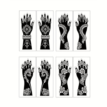 Temporary Tattoo Stencil Set 8pcs Hollow Floral Designs for Arms Hands Forearms Airbrush Spray Paint Flash Tattoo Kit Valentine Wedding Party Body Art Supplies