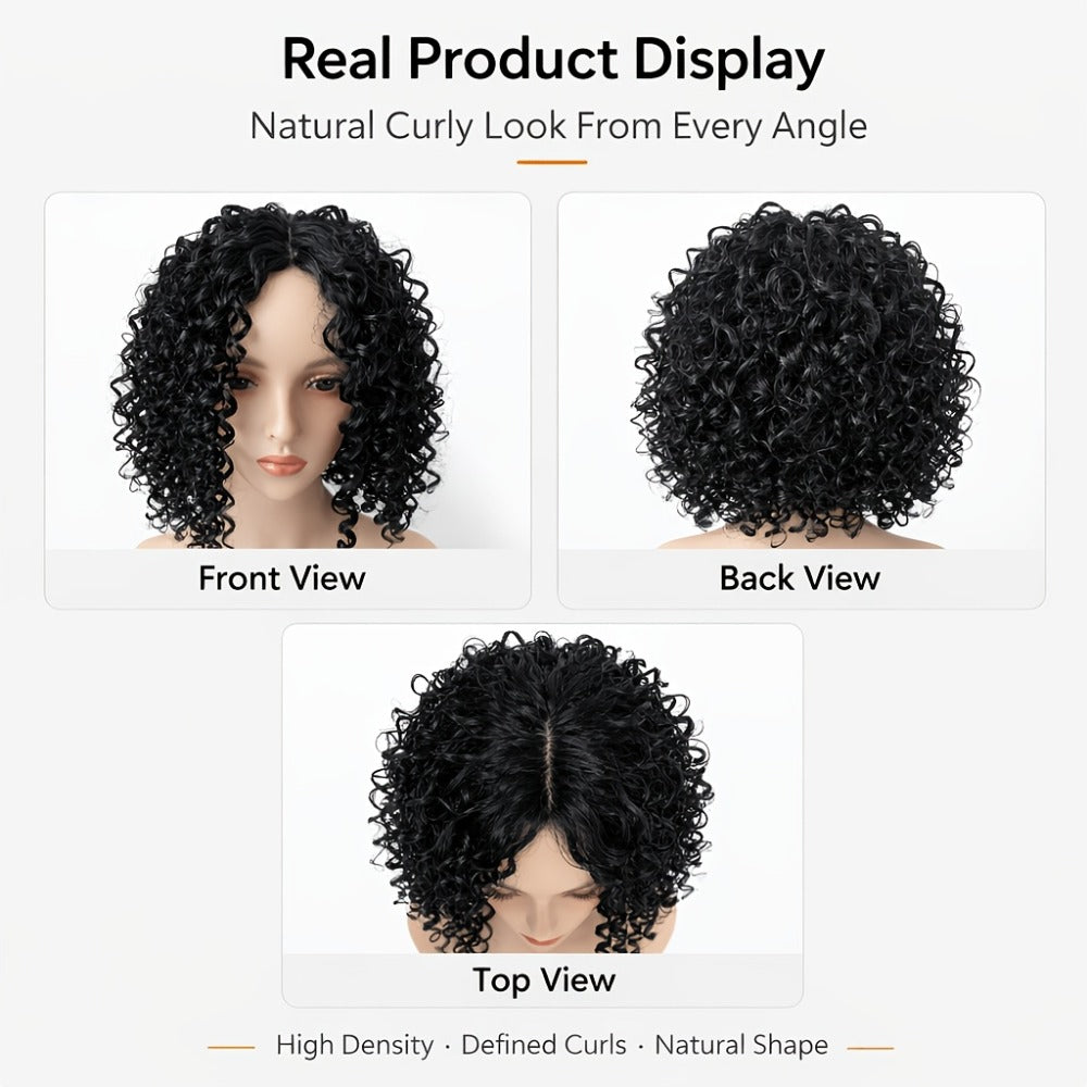 Deep Wave Curly Bob Wig Glueless Rose Net Cap - Secure Fit Short Curly Wig for Women Burgundy Golden Dark Brown Light Brown 14 Inch