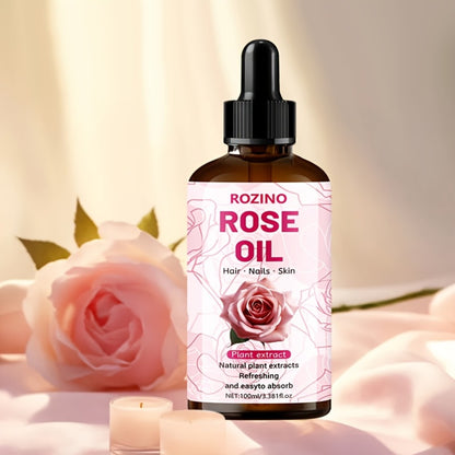 Rose Essential Oil — Premium Pure Rose Scent for Massage, Aromatherapy, Skin Care, Hair, Nails, Face, Body & Lashes, Unisex, 100ml or 3pcs×3.38oz