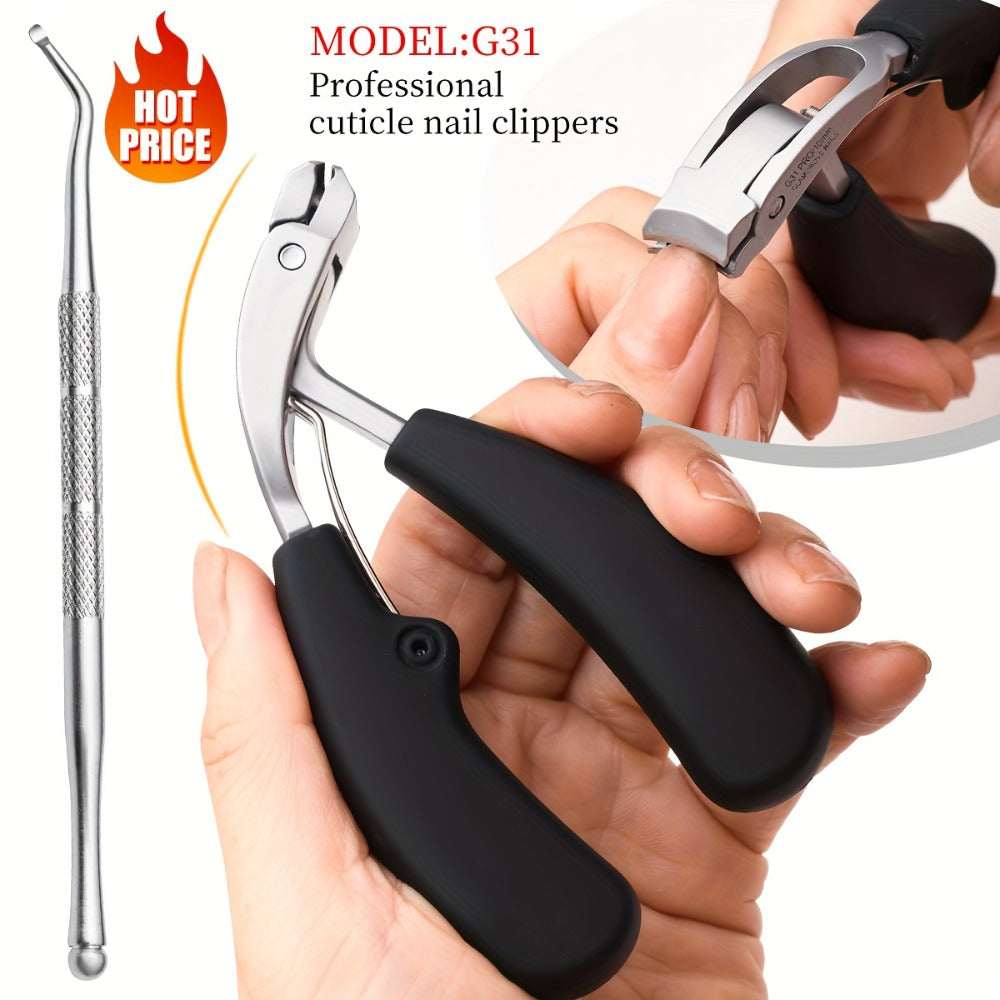 2pcs Professional Nail Clippers, Black Handle Stainless Steel Nail Scissors with Concave Blades, Heavy-Duty Design for Thick Nails, Elderly-Friendly, Splash-Proof, Precision Trimming for Men's Toenails, Long Handle with Tilted Arc Blade, Nail Clipper