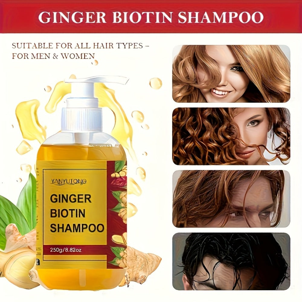 This Is a Dual-Purpose Ginger Biotin Shampoo Enriched with Vitamin B7, Designed for Deep Cleansing, Hydration, And Moisture. It Leaves Hair Soft And Bouncy While Helping to Prevent Breakage And Split Ends