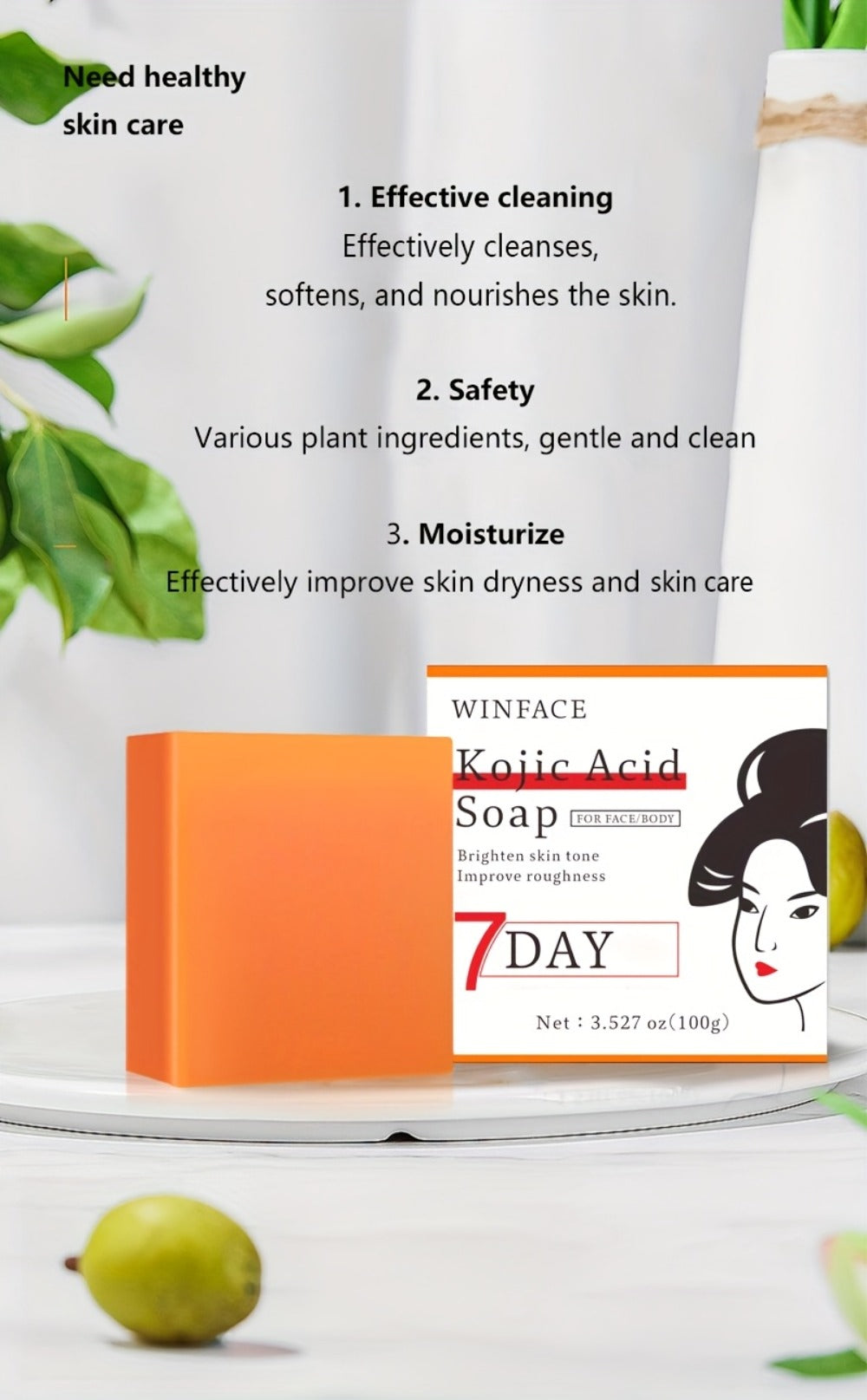 6pcs 100g Kojic Acid Soap - Brighten Skin Tone, Moisturizing, Oil Controlling Soap For Hand, Face, Bath - Natural Orange Flavor, Essential Oil, Gentle Cleansing, Halloween, Thanksgiving, Christmas Gift