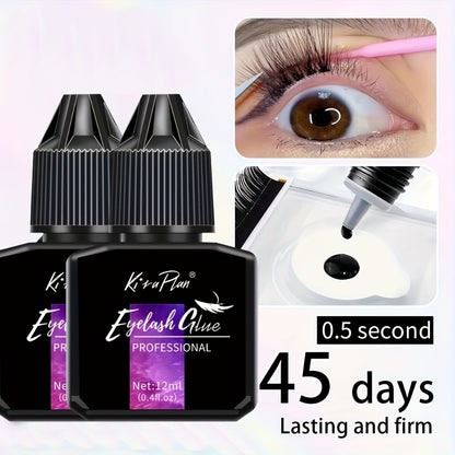 Lash Extension Glue Low Allergy — Strong Hold Adhesive 6-7 Weeks Retention, Quick Dry DIY Eyelash Glue for Individual & Cluster Lashes, Beginner-Friendly Sensitive Eye Formula, Black