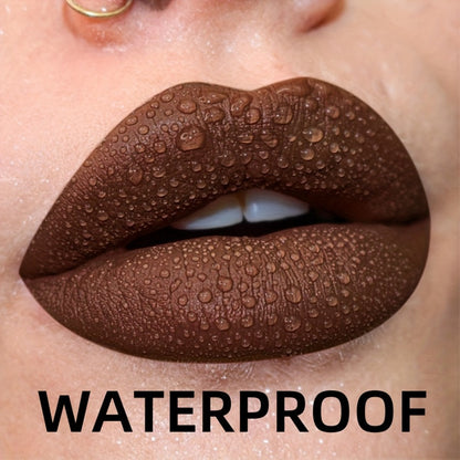 Matte Lip Glaze Set of 3 — Long-Lasting Waterproof Velvet Lip Mud in Brown, Pink & Red, Non-Stick Non-Greasy Formula, Cute Bear Packaging, Perfect for Daily Wear, Party & Festival Makeup