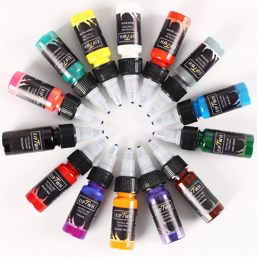 EIPTWH 14 Color Tattoo Ink Collection, 1/20Z15M// Bottle, Bright And Vivid Tattoo Ink Supplies FWTI14-15