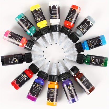 Tattoo Ink Set 14 Colors 15ml — EIPTWH Bright Vivid Pigments, Long-Lasting Formula, Safe for Skin, Complete Color Palette for Professional Artists & Beginners