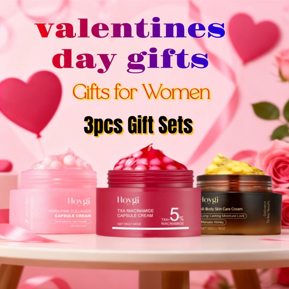 3pcs PDRN Collagen Capsule Cream&Vitamin C Capsule Facial Cream&Nicotinamide Capsule Cream with Capsule Technology, Moisturizes And Locks In Moisture. Suitable for Day And Night Use.valentines Day Gifts, Fall Winter Skincare, Aift Sets for Women