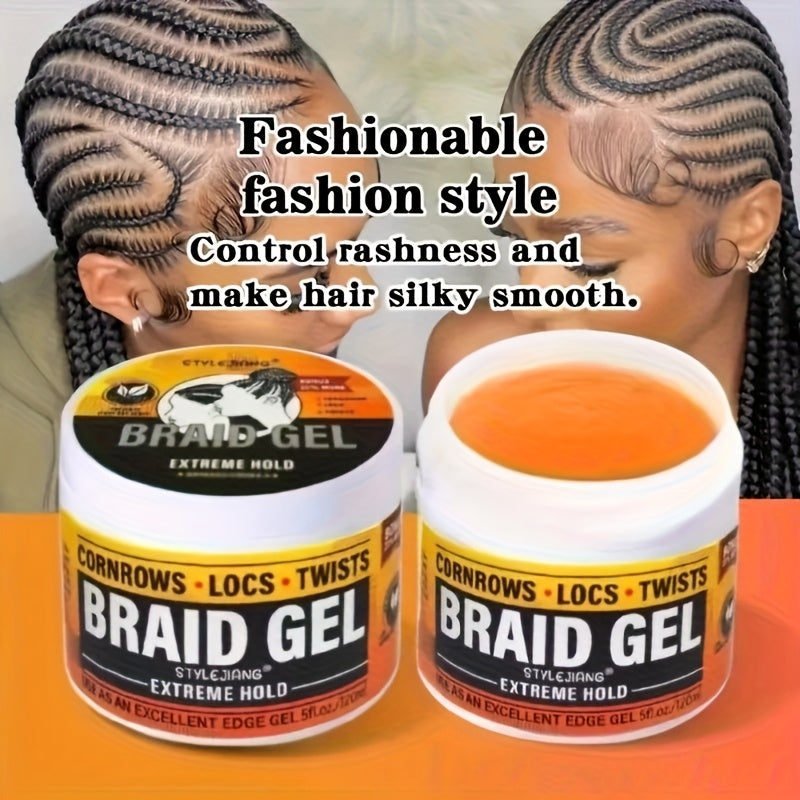 Braid Gel Extreme Hold, Anti-Frizz-Edge Control Hair Wax Pomade - Anti-Frizz Extra Hold Gel for Braids, Locs, Twists & Strong Styles - Moisturizing, Sleek End, Frizz Control Refresh, Braiding Additions, Sleek Style Gel, Moisturizing Gel
