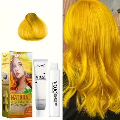 Hair Dye Kit Permanent Hair Color Cream with Developer & Applicator Tools - 12 Vibrant Shades Bleach Blonde Ash Grey Blue Brown Purple Pink Red Golden Black Long-Lasting At-Home Coloring Set