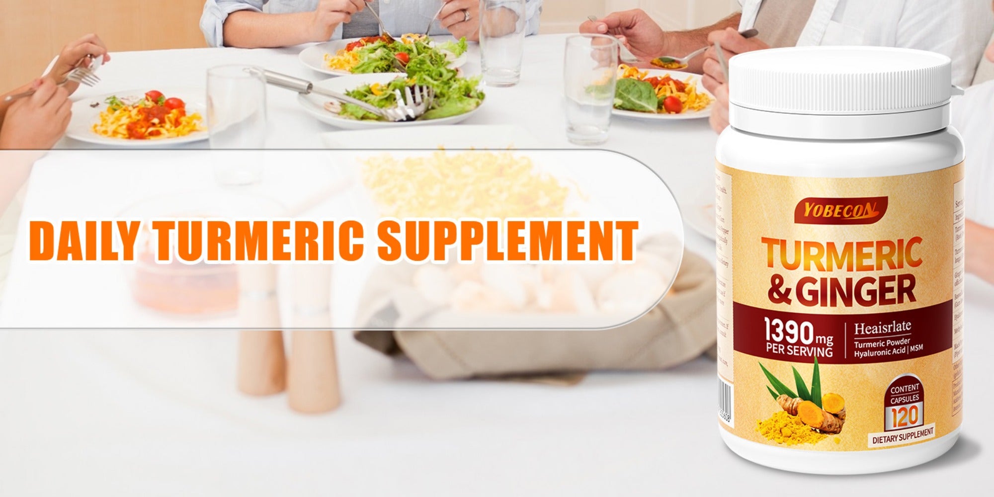 [Turmeric Supplement] Sports Support, Skin And Digestion Health Helps Maintain Vitality And, Contains Black Pepper, Family Pack And Winter Gifts, 120 Powder Capsules