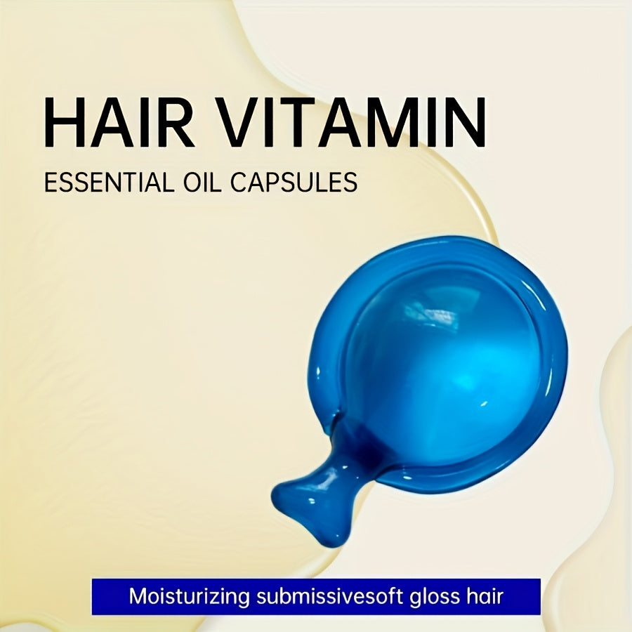 40 Capsules of Keratin Hair Vitamin Essence - Enriched with Moroccan Argan Oil, Avocado Oil, And Jojoba Oil, These Hair Essence Oil Capsules Keep Your Hair Nourished And Moisturized, Creating Smooth Hair Suitable for All Hair Types