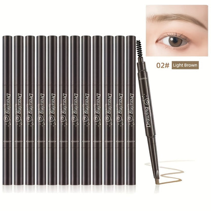 Eyebrow Pencil 12 Pack Double-Headed Automatic Waterproof Brow Pencil with Brush Tip 5 Colors Natural Makeup Long-Lasting Precision Eyebrow Definer for Women