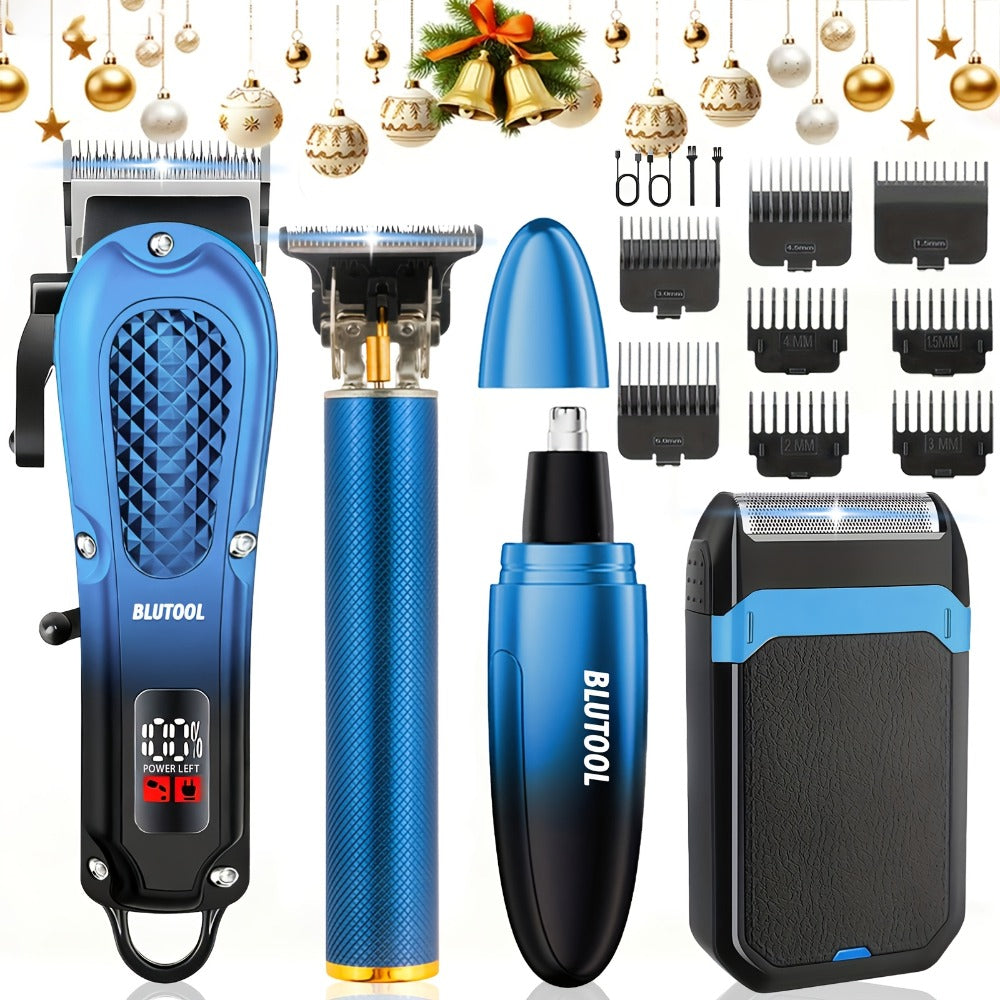 Cordless Hair Clipper Kit for Men - USB Rechargeable Electric Hair Trimmer Set, 2-Piece & 4-Piece Barber Tool for Home & Travel, Black Blue Gold