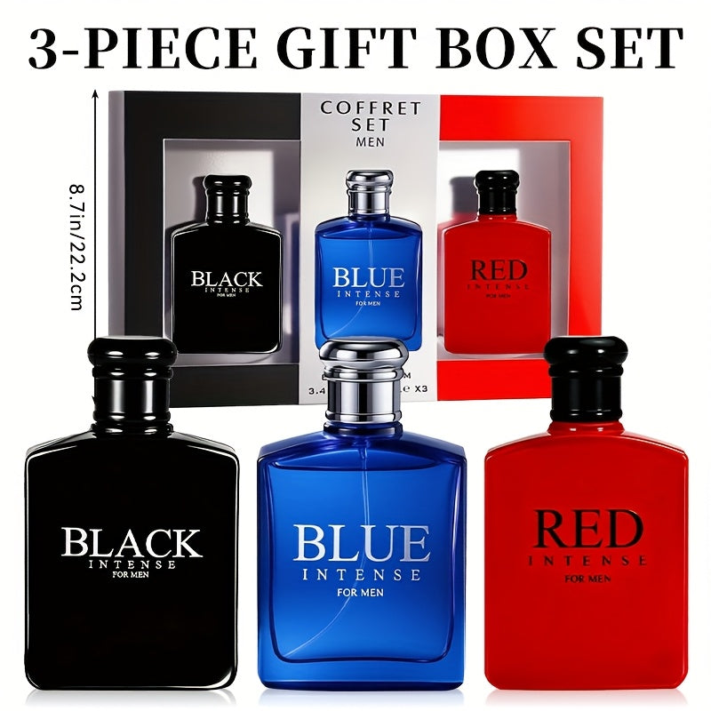 [Men's EDT Gift Set] 3-Piece Men's EDT Gift Set - Absinthe, Lemon & Sage | 1.0 Or 3.4oz Each Bottle | Medium-Intensity Long-Lasting Cologne for Daily, Dating & Holidays