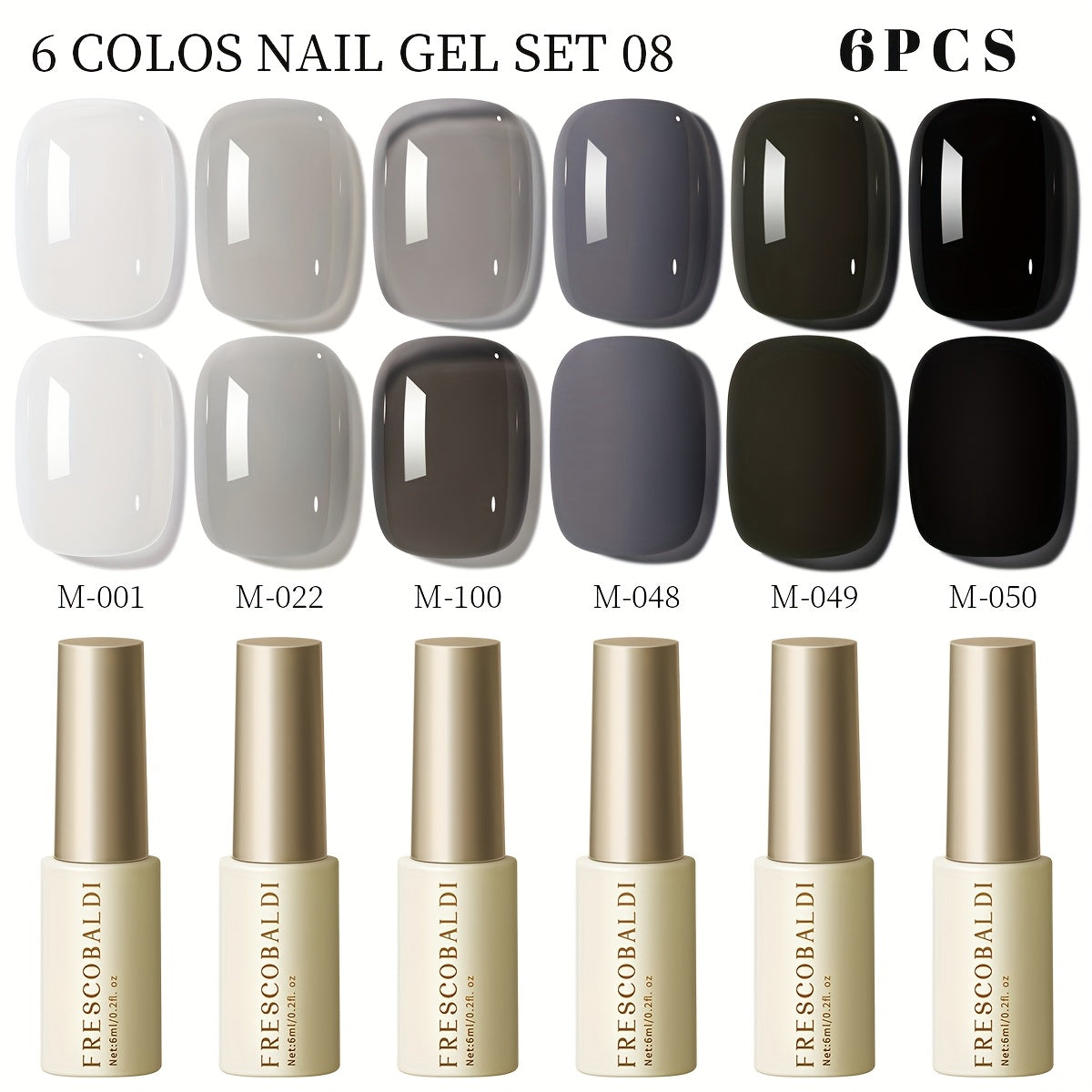 Gel Nail Polish Set 6pcs Solid Color Self-Leveling Soak-Off LED UV Nail Art Polish Popular Colors Daily Salon Manicure Kit Women