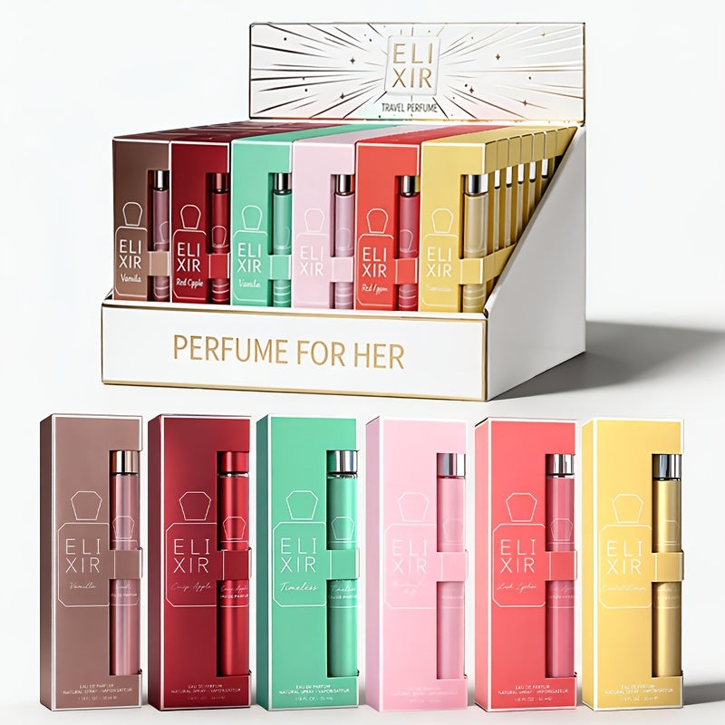 6pcs Travel Set, Women'S Eau De Parfuma Spray, Long-Lasting Fragrance, 6 Different Flavors, Perfect for Holiday Gifts, Dating, Daily Life, Parties, 1.18 Fl Oz/Bottle