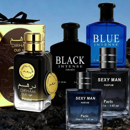 Oud Cologne Gift Set for Men Luxury Arabian Eau de Parfum Long Lasting Citrus Woody Scent Elegant Gift Box for Him 1.7oz 3.4oz Birthday Anniversary