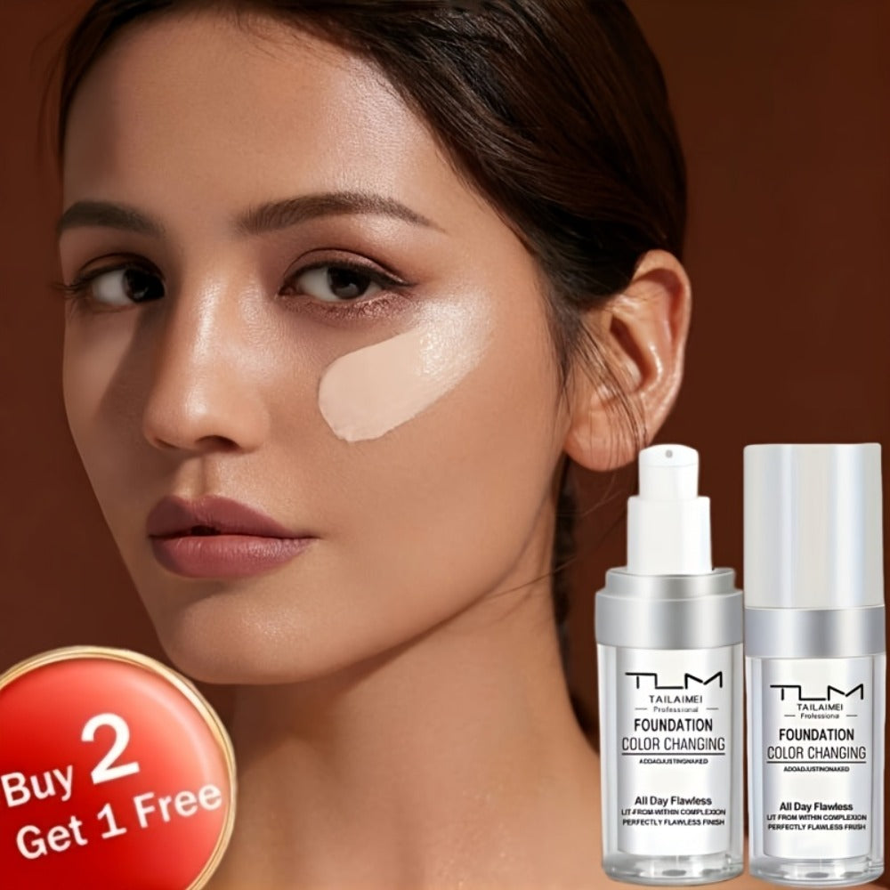 Purchase Two And Receive One at No Cost (3pcs)/Tum TLM Temperature Foundation, Color-Shifting BB Cream Base Makeup, Smooth Application Without Clumps Or Powder Buildup, Perfect End, Great Gift for Mother'S Day And Valentine'S Day