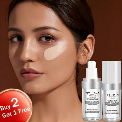 TLM Color-Shifting Foundation BB Cream – Temperature-Adaptive Base Makeup, Smooth Flawless Coverage, Lightweight & Buildable, 3-Pack Value Set
