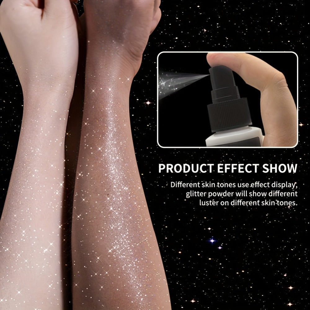 YTRUNS 3.38oz Sparkle Glitter Spray | Star-Shaped Shimmer for Body, Hair & Clothes | Hydrating Formula for Daily & Festive Use