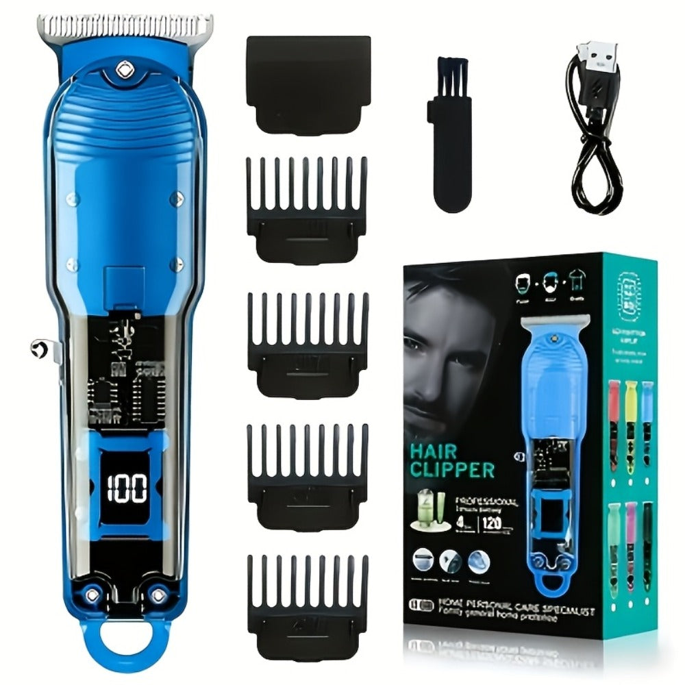 Professional Hair Clipper for Men - Cordless USB Rechargeable Electric Trimmer with Guide Comb, Ergonomic Design for Home Haircut & Shaving, Gift for Men