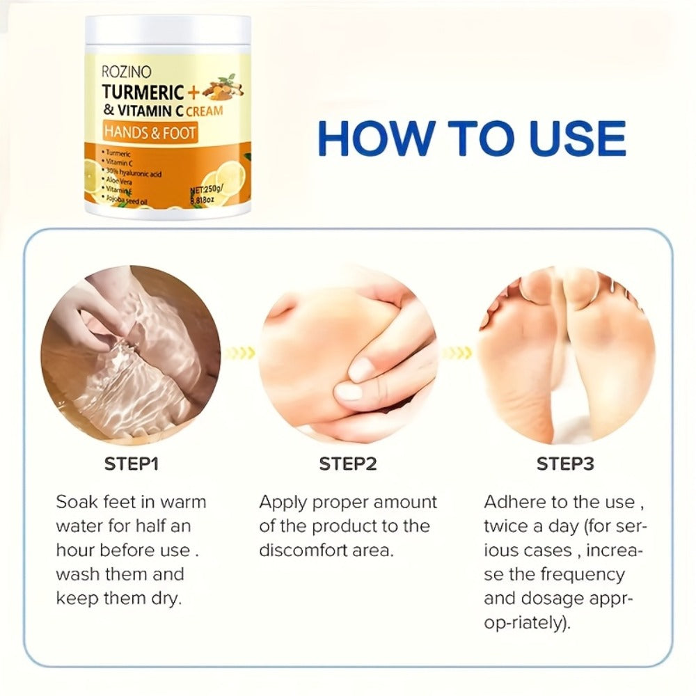 250g Turmeric Dry And Cracked Hand Foot Care Cream-Anti-Crack Cracking Cream Highly Hydrate Moisturize Light Beige, Light Beige Can Be Used On Dry Areas Such As Hands The Back Of Feet, Ankles Elbows Etc.suitable for Dry And Cracked Light Beige