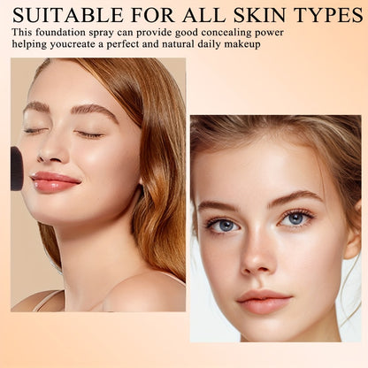 Air Spray Foundation with Brush 3 Shades Liquid Foundation Natural Concealer Light to Medium Buildable Coverage Smooth Texture for All Skin Types