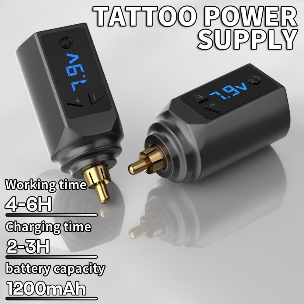 Wireless Tattoo Battery Pack RCA - USB Rechargeable Cordless Power Supply, 6H Runtime, Lightweight Portable for Tattoo Guns & Machines, Professional & Beginner Artists