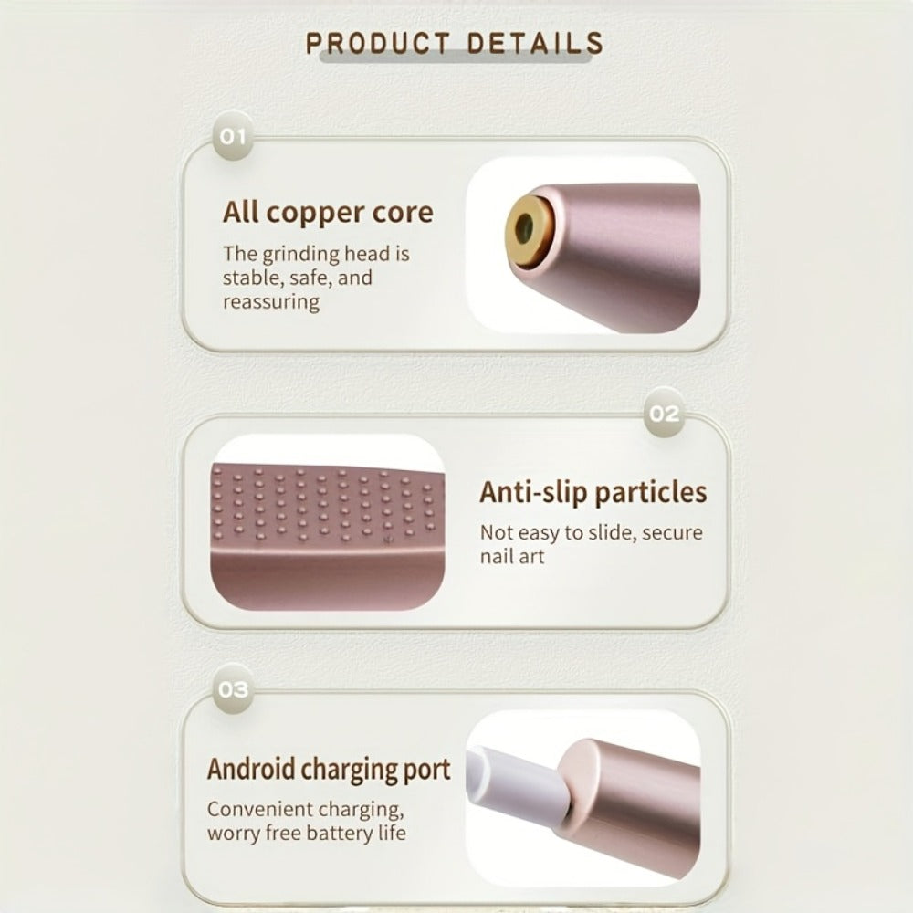 Portable Electric Nail Grinder, Acrylic Nail Set, Professional Nail Polish Kit with Variable Speed Electric Nail File Tool Suitable for Gel Nails, Includes 11 Interchangeable Heads for Pedicure Polishing And Removal