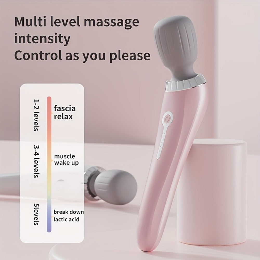 1pc Portable Electric Massager, Handheld Massage Wand, 5-Speed Adjustment, USB-Rechargeable Relaxation Massager Vibrating Massage for Neck, Back, Legs, And Waist Foot Sole Vibration Relaxation Ideal Gift for Men, Women, Athletes, And Seniors