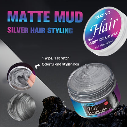 Grey Hair Color Wax ROZINO 3-in-1 Color Style & Fix Vitamins Protein Hides Grey Instantly Natural Volume Easy Wash 72Hr Fruity Oceanic Scent 120g 4.23oz