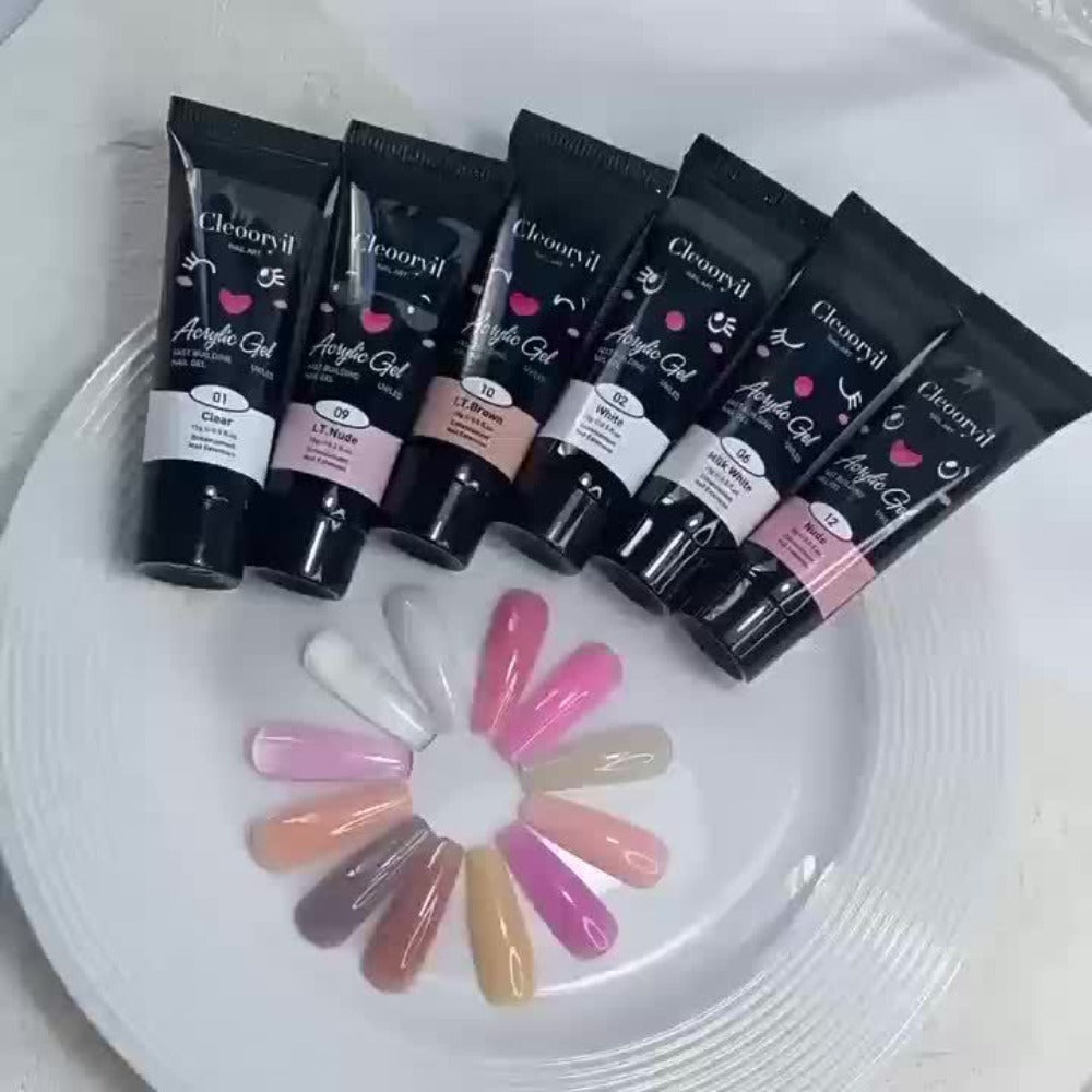 12pcs Polyester Stretch Gel Manicure Set, Polyester with Mini Nail Light, Bicolor, Synovial Fluid Base Coat Polyester Gel Finger Kit Base Coat Polyester Gel Finger Sleeve
