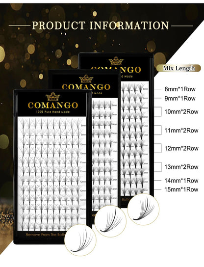 Premade Wispy Fan Lashes 120 Fans 5D 7D 9D Volume Faux Mink Eyelash Extensions Curl C D Mixed 8-15mm Fluffy Pointy Base DIY Beginner Individual Lashes Natural Look
