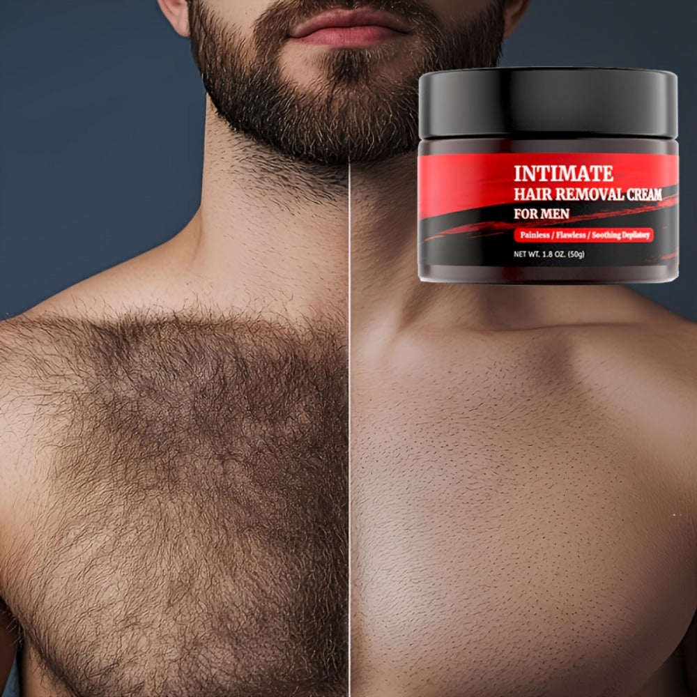 5-Minute Fast-Acting Men's Intimate Hair Removal Cream - Painless Depilatory for Sensitive Areas, Chest, Back, Arms & Legs - Gentle & On Body Coarse Hair - HardBird Professional Hair Remover - 1.8oz (50 g)