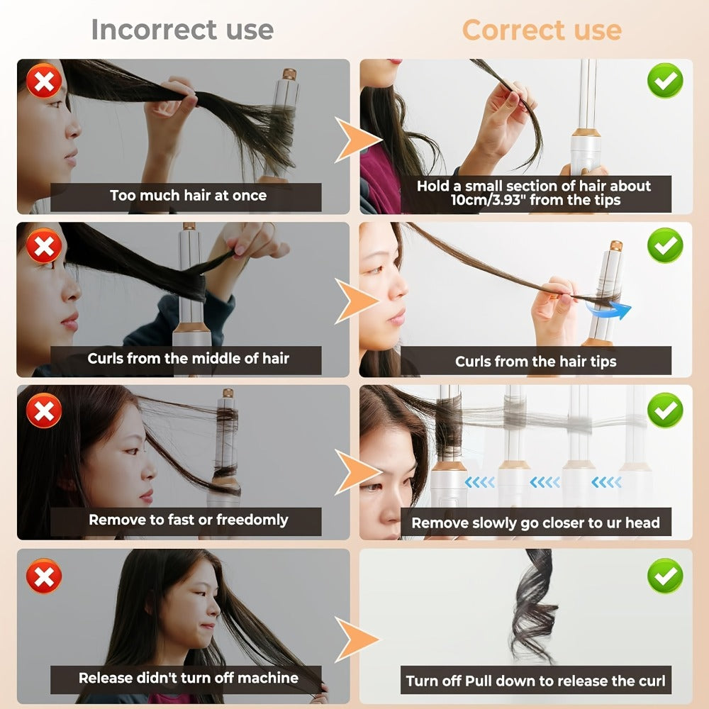 5in 1 Hot Air Brush, Hair Dryer Brush, Ionic Hair Styler, Blow Dryer Brush, Multi Hair Styler, Curling Straightening Brush, Volumizing Air Styler, Multifunction Hair Styling Tool