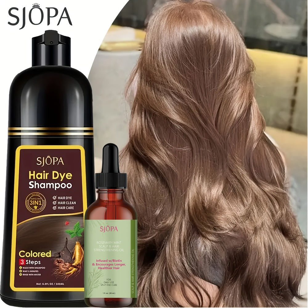 Hair Dye Shampoo Instant Color & Conditioning in One — Natural Formula, No Irritating Odor, Safe for Men & Women, 7 Colors Available, 16.9 oz / 500ml