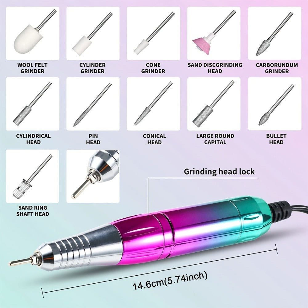 Electric Nail Drill Machine 45000RPM Professional Nail File Cordless Rechargeable Nail Efile for Acrylic Gel Nails Manicure Pedicure Polishing Shape Tools for Salon Home Use Nail Drill